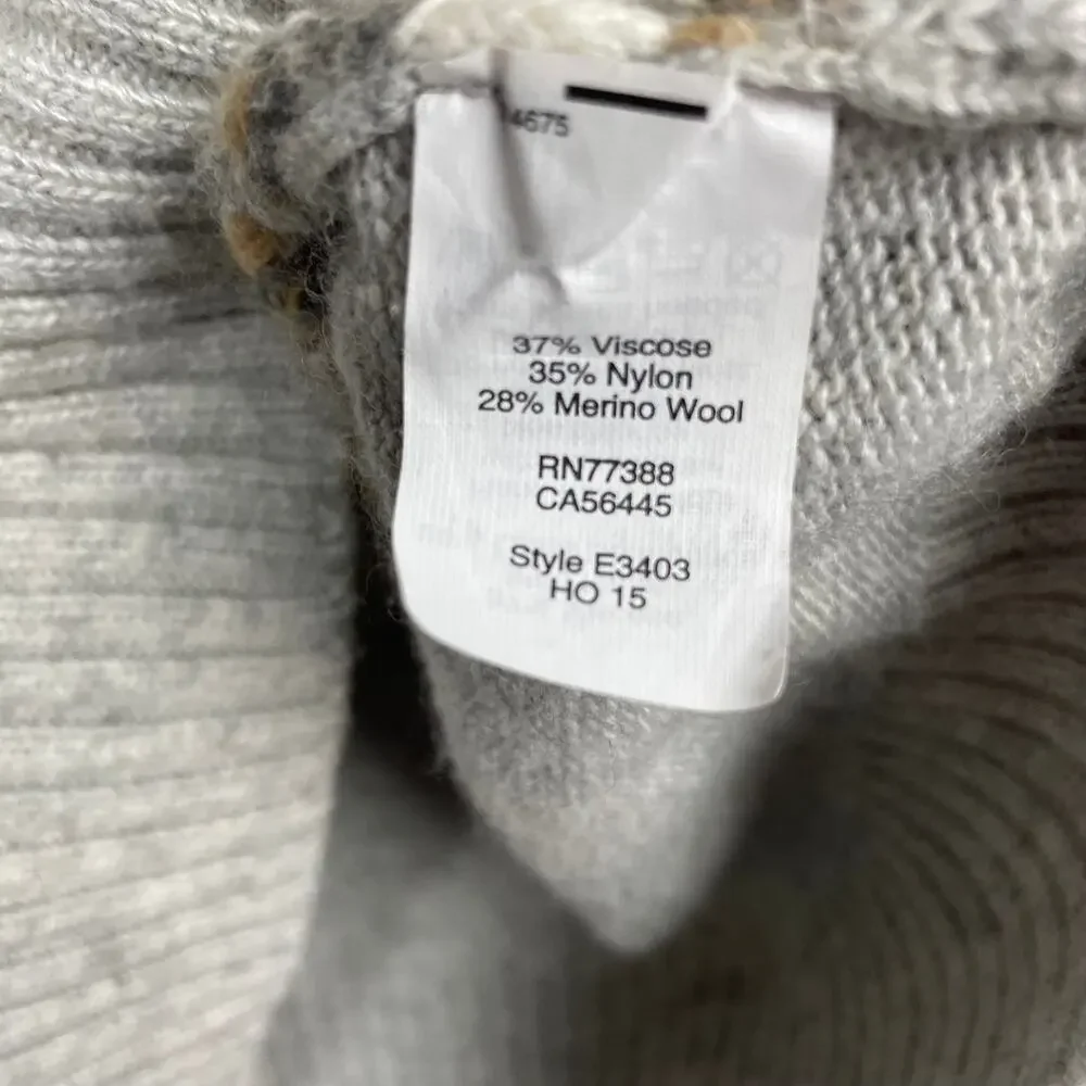 J. Crew Factory Merino Wool Blend Fair Isle Sweater Size S Gray Knit Style E3403